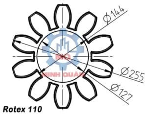 Kích thước vòng đệm Rotex 110 Spider KTR