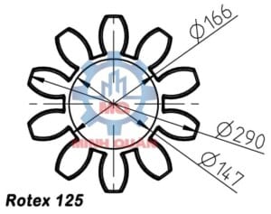 Kích thước vòng đệm Rotex 125 Spider KTR