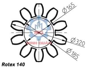Kích thước vòng đệm Rotex 140 Spider KTR