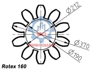Kích thước vòng đệm Rotex 160 Spider KTR