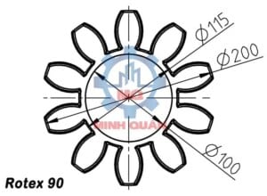 Kích thước vòng đệm Rotex 90 Spider KTR