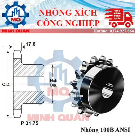 Nhông xích đôi 100 chuẩn ANSI 1 Nhong Xich 100 Chuan Ansi