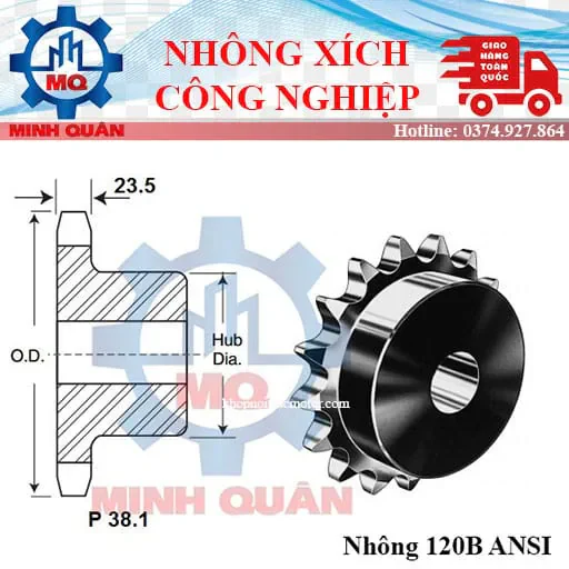 Nhông xích 120 chuẩn ANSI 1 Nhong Xich 120 Chuan Ansi
