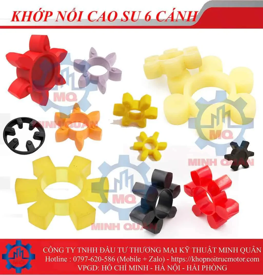 Khớp Nối Cao Su 6 Cánh (Giảm Chấn) | Bản vẽ kích thước chi tiết, đủ loại 8 Khop Noi Cao Su 6 Canh