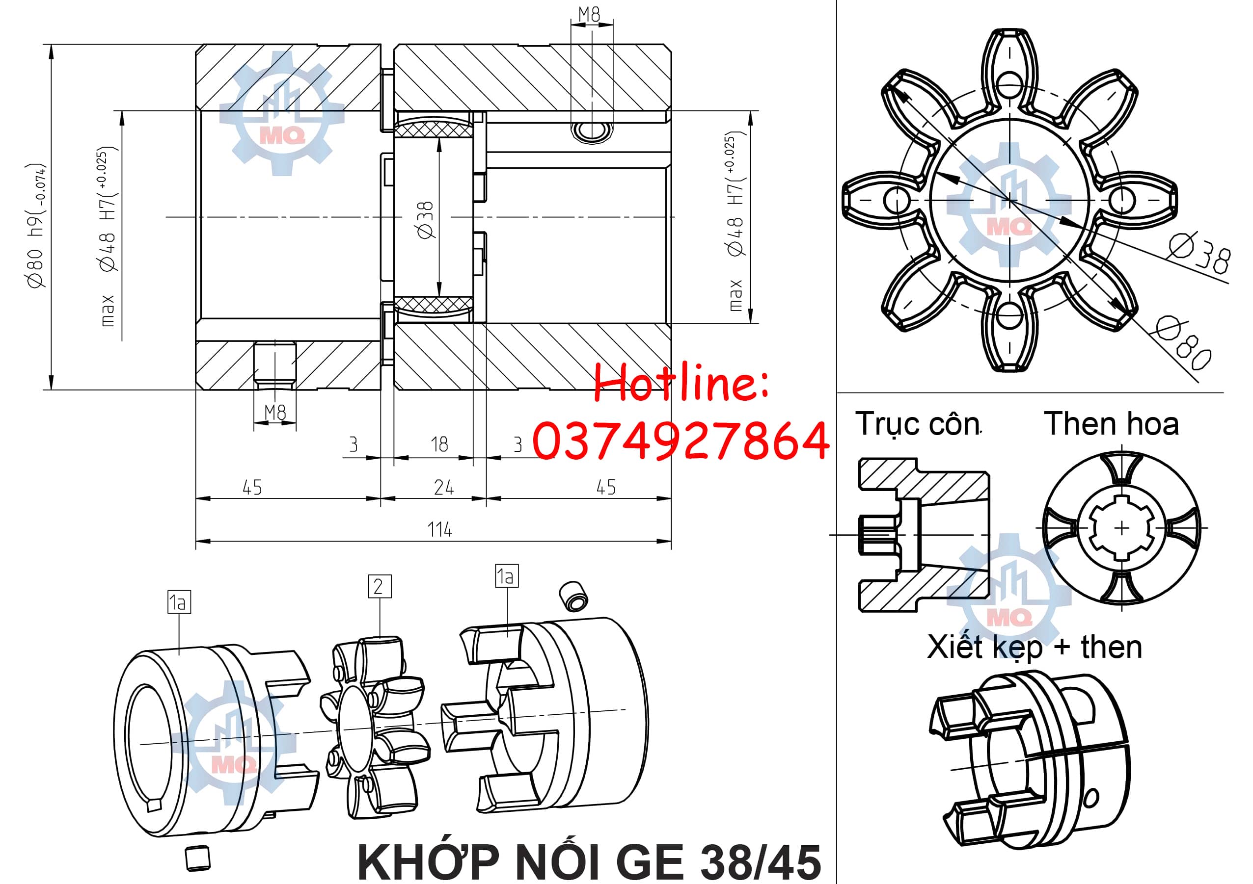 Khớp nối GE vật liệu thép giá tốt