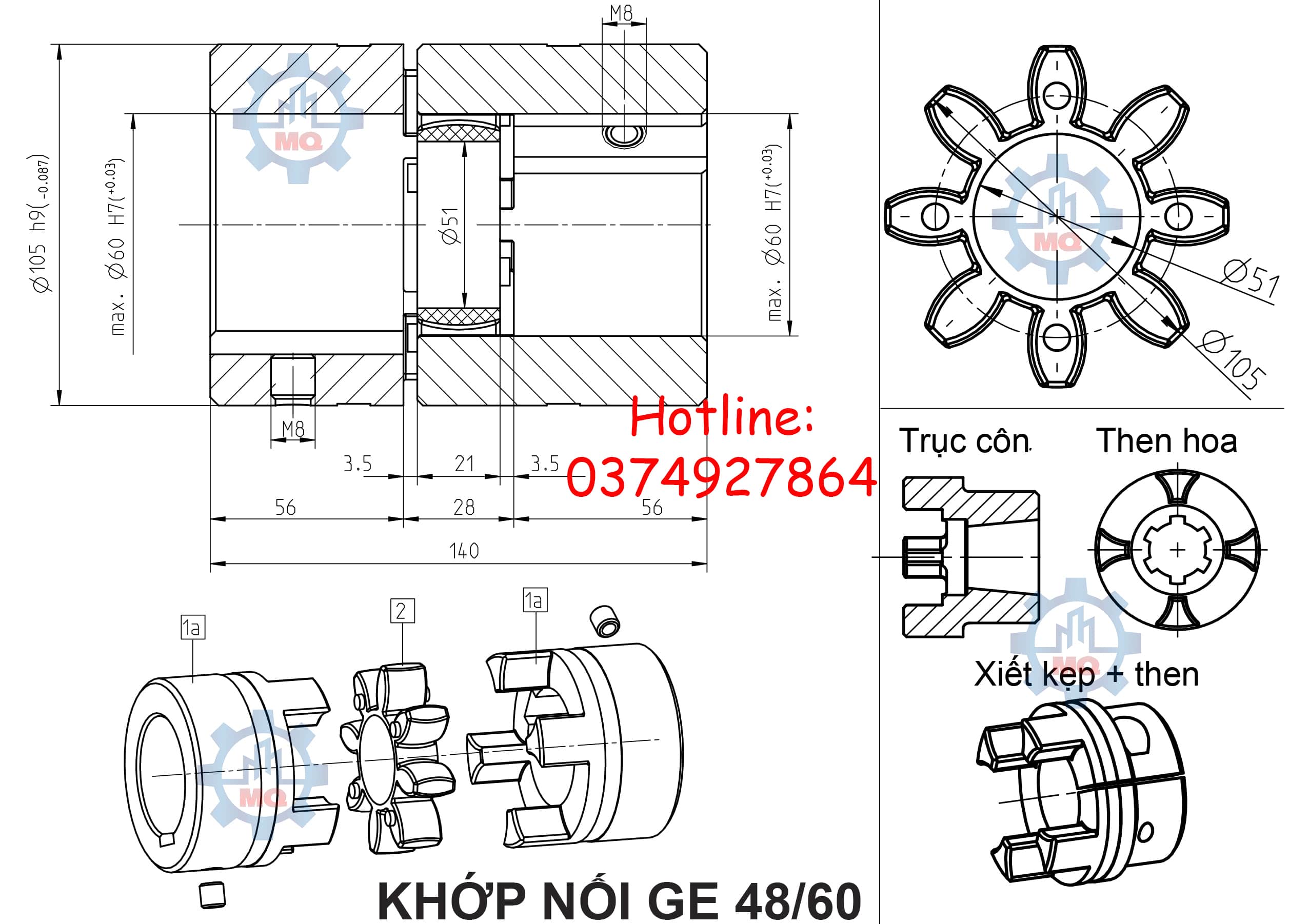 Khớp nối GE vật liệu thép giá tốt